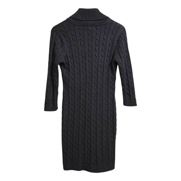 Calvin Klein Gray Faux Wrap Shawl Collar Cable Knit Sweater Dress Sz M - Picture 7 of 8
